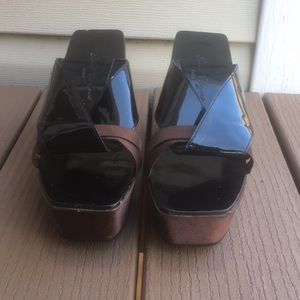 Robert Clergerie Platform Wedge Sandals Slides 7.5